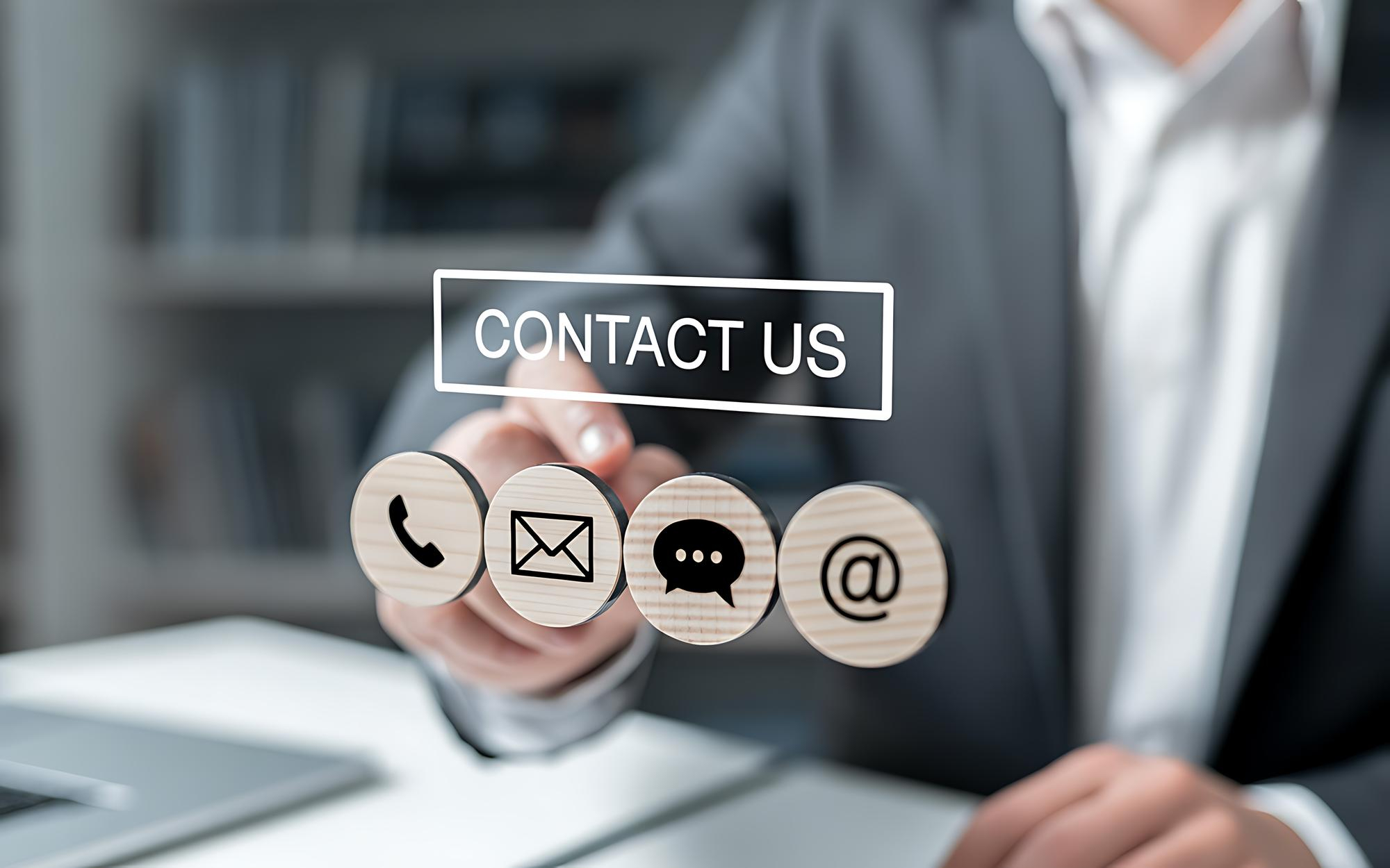 Contact-us visual — laptop, cool tone