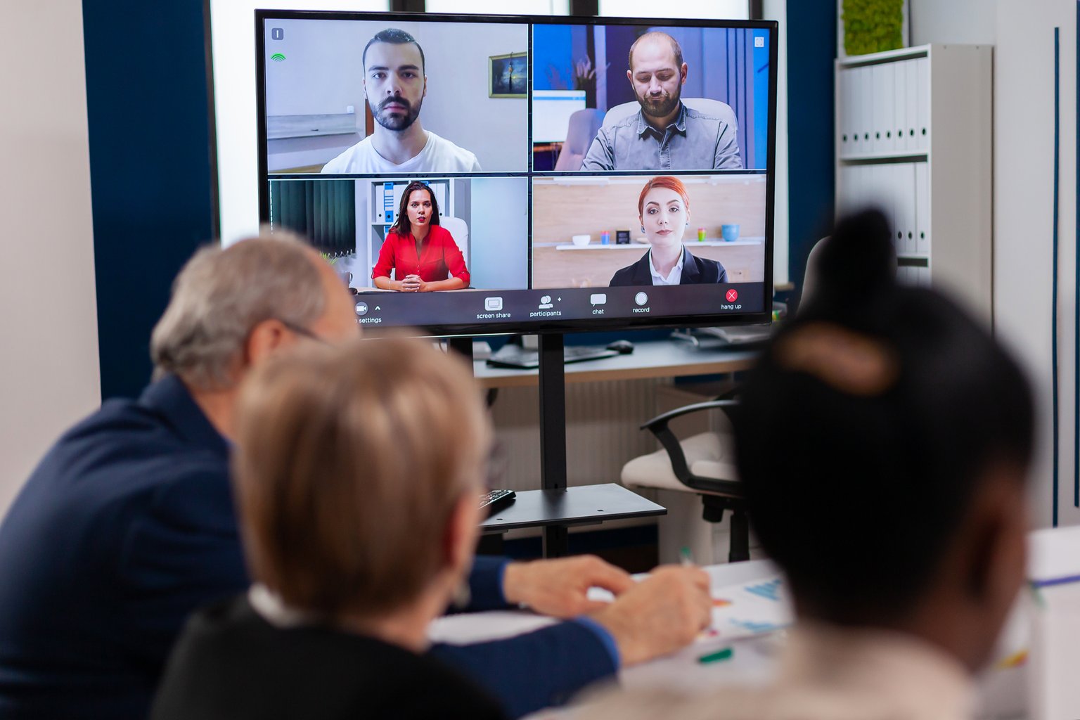 Business team on a video conference call